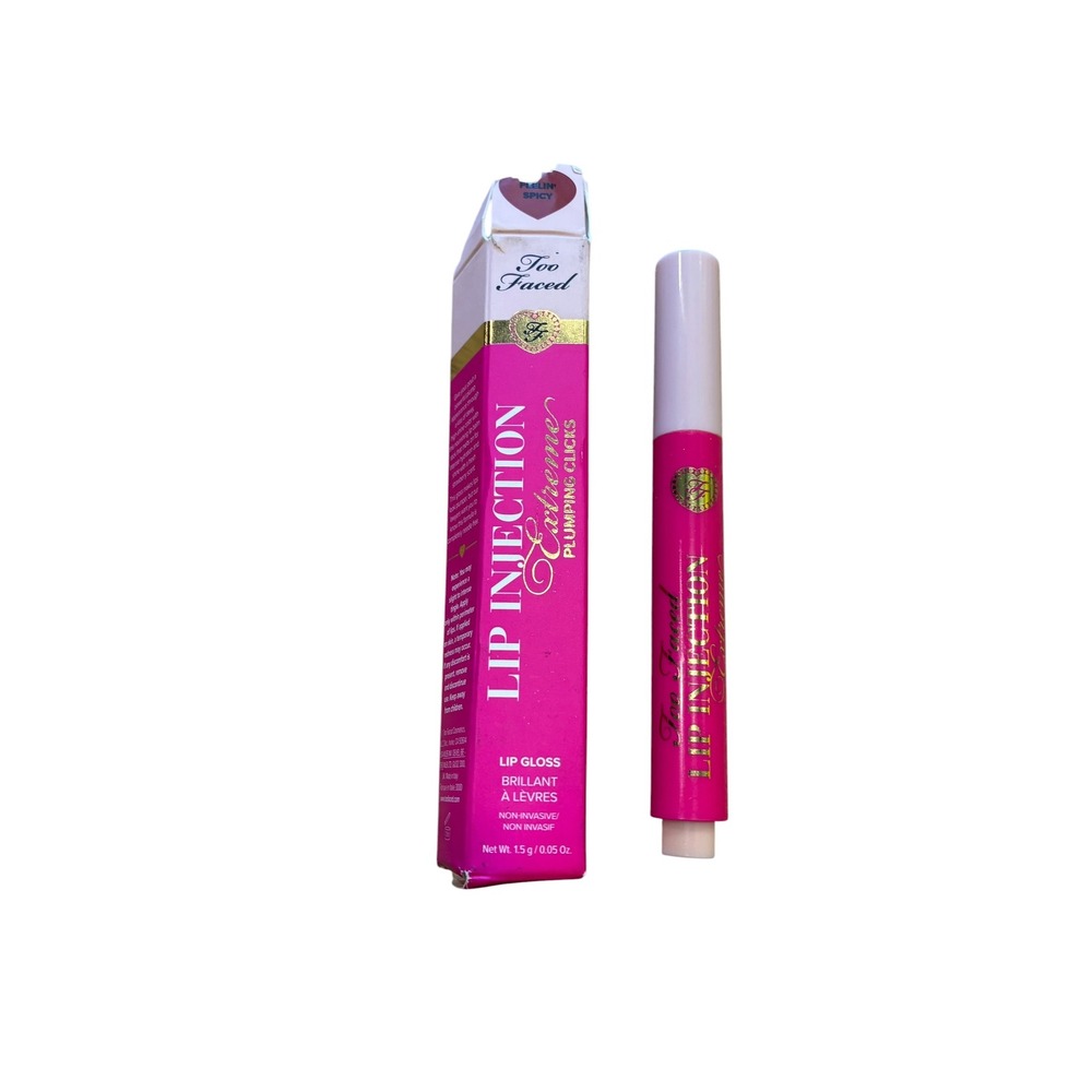 Too Faced Lip Injection Extreme Plumping Clicks Lip Gloss Feelin Spicy Mini READ